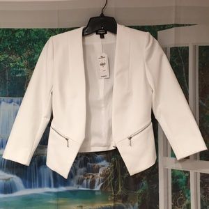 White Blazer Jacket with Zipper Pockets